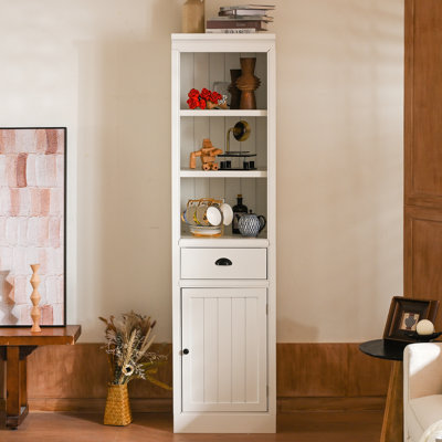 75 - Inch Freestanding Bookcase, Drawer And Storage, Retro Style, , Kitchen Display Bathroom Decor