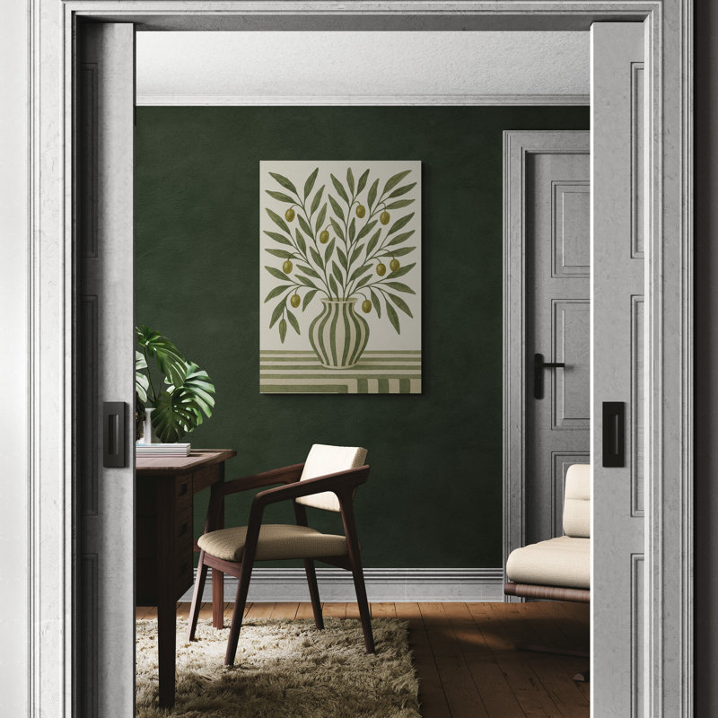 Green Olive Branches Wall Art - Canvas Framed Print, 117 cm H x 84 cm W