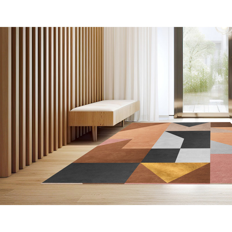 Christenberry Vinyl Machine Printed Area Rug, Rectangle 3'3.4" x 4'11.1"