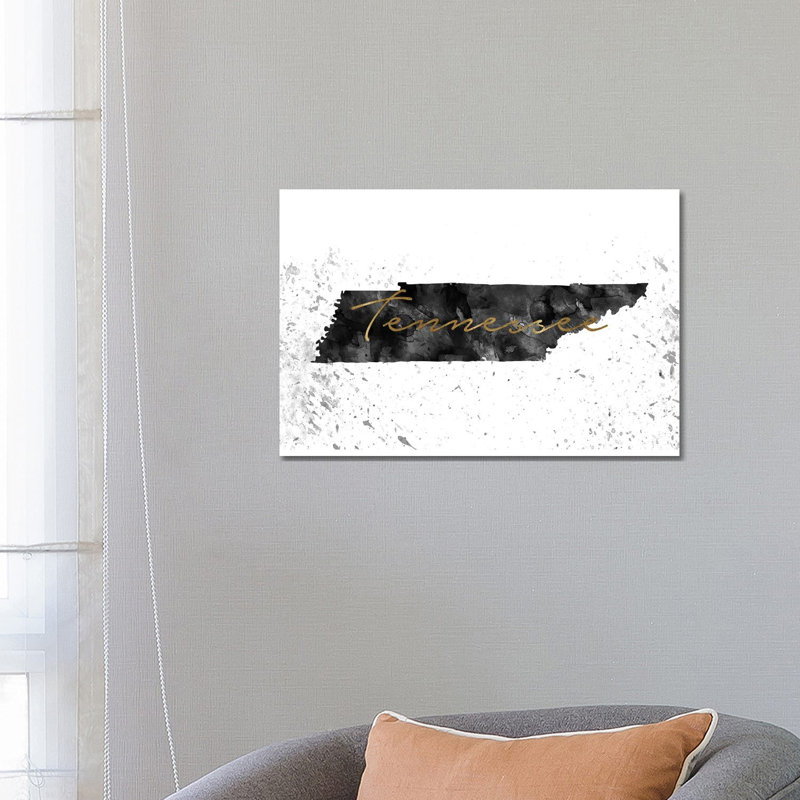 Tennessee Black And White Gold - Wrapped Canvas Print, 45.72cm H x 66.04cm W
