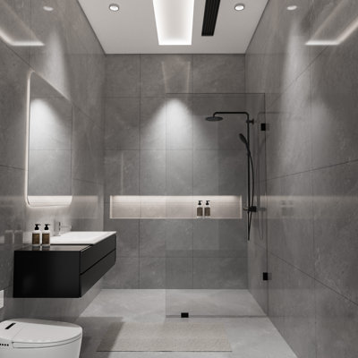 34 po X P 78 po H Panneau de douche fixe simple sans cadre avec 3/8 po Verre transparent