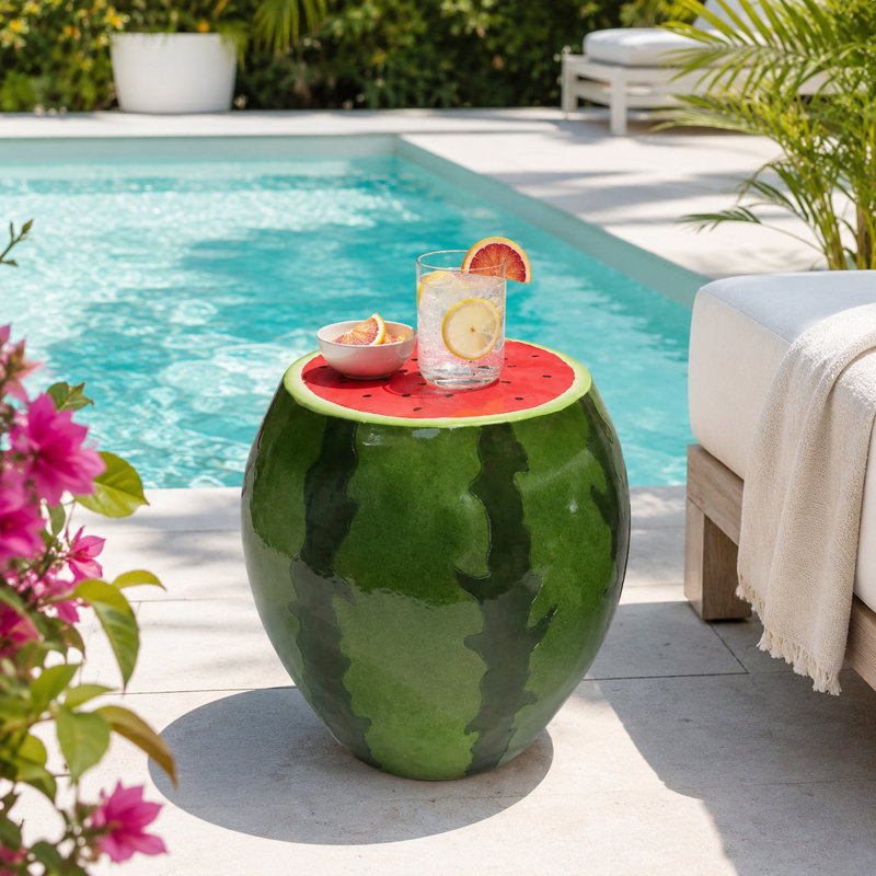 Tabouret de jardin en résine 13,4 "H Melon d'eau pour l'extérieur