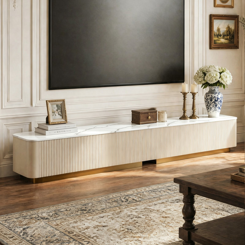 Armoire de rangement 94,5 po, 4 tiroirs, 94.4", Beige