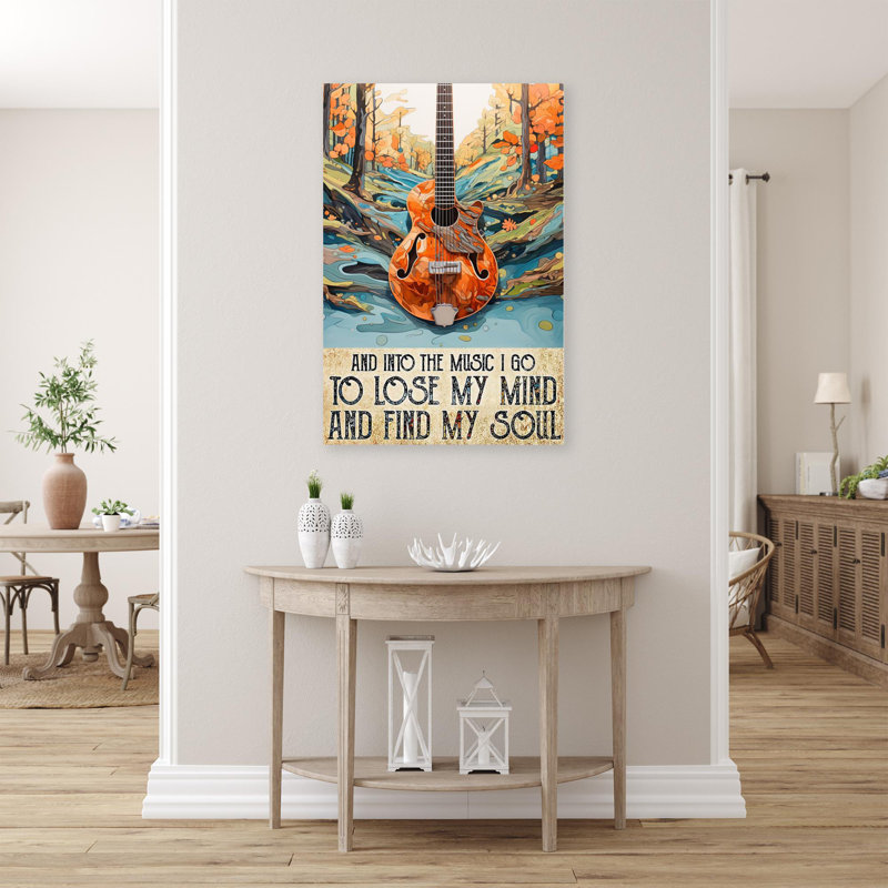 «Guitare et la musique sur toile», H 36 po x l 24 po x P 1,25 po