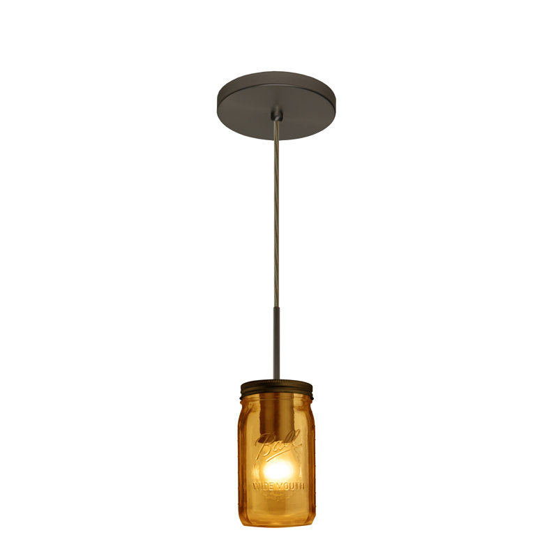 1 - Light Single Pendant, Brushed Bronze, Amber