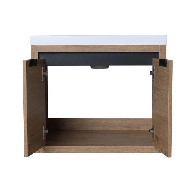 Larah 23.61'' Single Bathroom Vanity with Resin Top, Oak