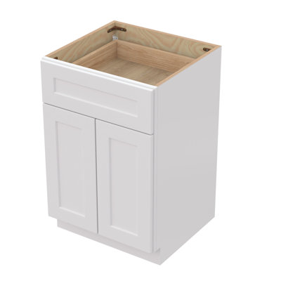Armoire à shaker en bois massif blanc pour la buanderie et la salle de bain: 2 portes à fermeture douce, 1 tablette intérieure, base en caoutchouc facile à nettoyer
