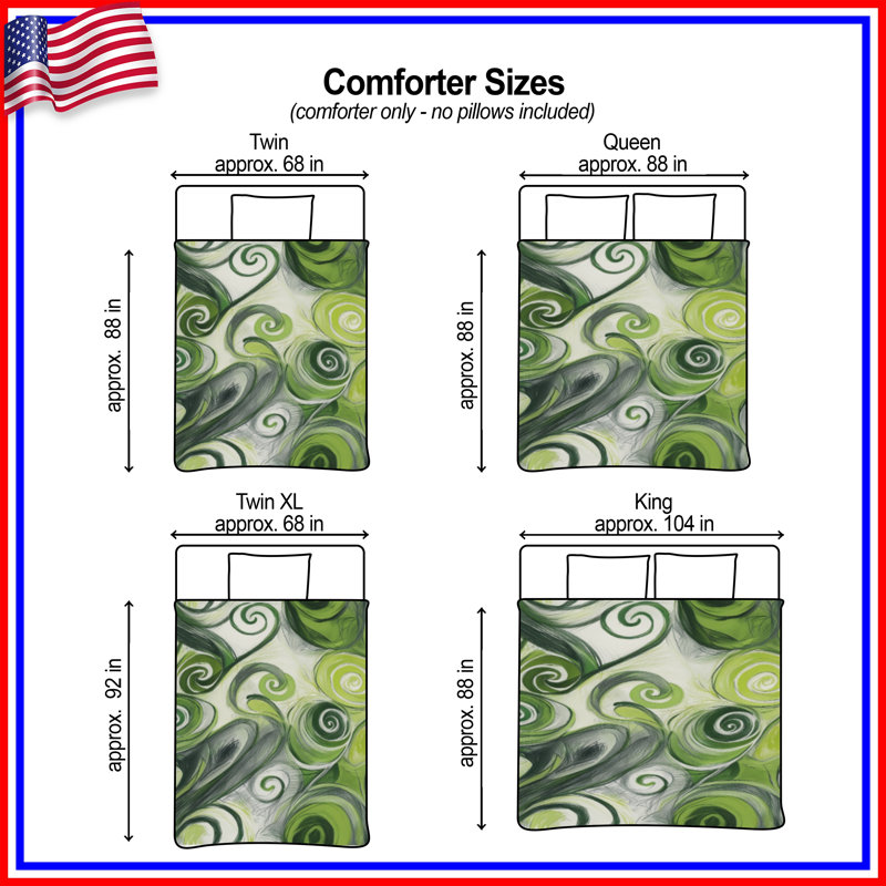 Green Swirl Abstract Comforter, King