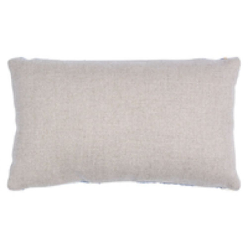 Marguerite Embroidery Pillow B, Blue/Ochre