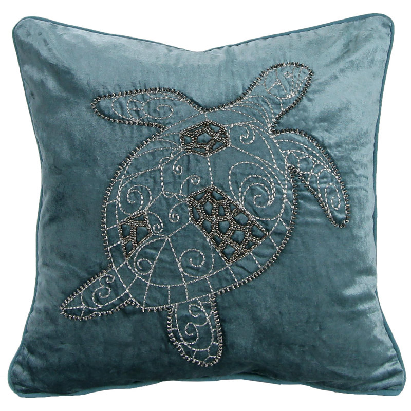 18" x 18" Indoor Throw Pillow, Turtle Turquoise