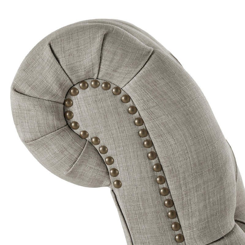 Chaise longue capitonnée sans accoudoirs Huskins, Lin gris étain