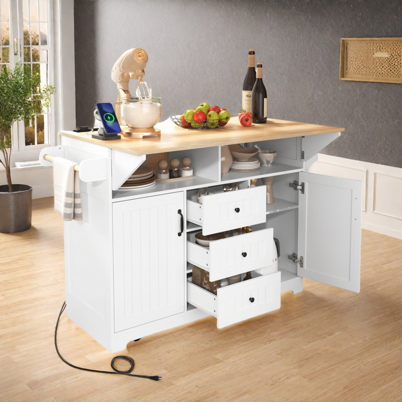 Caye Wood Kitchen Cart, White