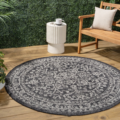Tapis intérieur / extérieur noir / gris Massimo Bohemian Medallion