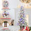 Arbre de Noël floqué avec lumières DEL multicolores, 396 pointes, base scintillante, 100 lumières, pointes en PE / PVC avec pommes de pin - bassin coloré illuminé, décoration des Fêtes facile à assembler