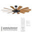 Ventilateur de plafond intelligent à DEL 65 pouces à 12 pales et à intensité variable avec télécommande et ensemble d'éclairage inclus-83110755