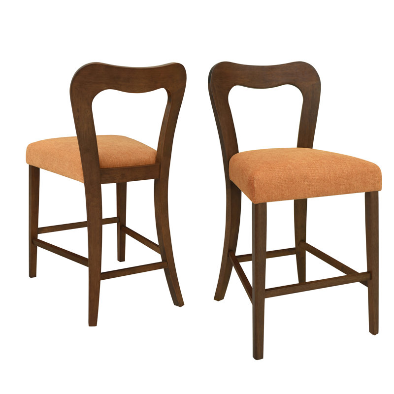 Deux tabourets de comptoir en noyer et structure en bois d'hévéa naturel, conception esthétique distinctive, sièges confortables pour les réunions de famille, deux noyer, fabriqués en bois d'hévéa de haute qualité,