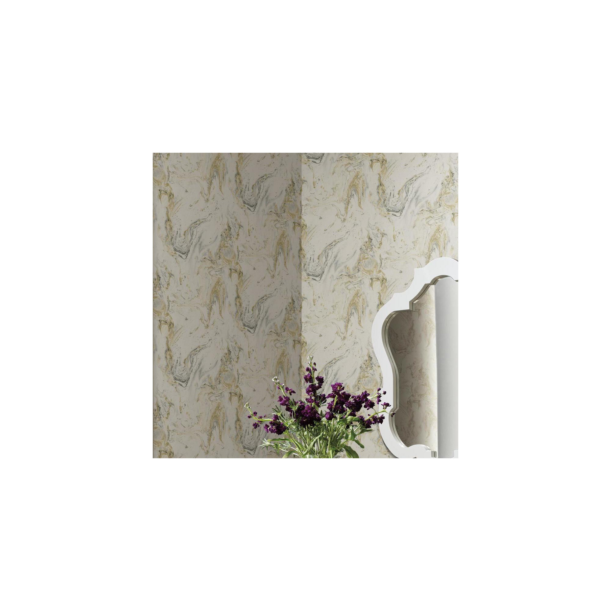 Modern Abstract Wallpaper, White/Black/Gold