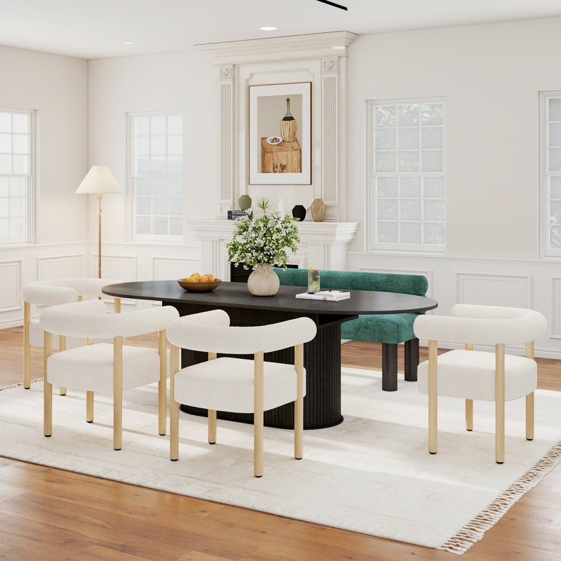 Ensemble repas extensible Modern, 1 table + 4 chaises + 1 banc, Noir, Vert