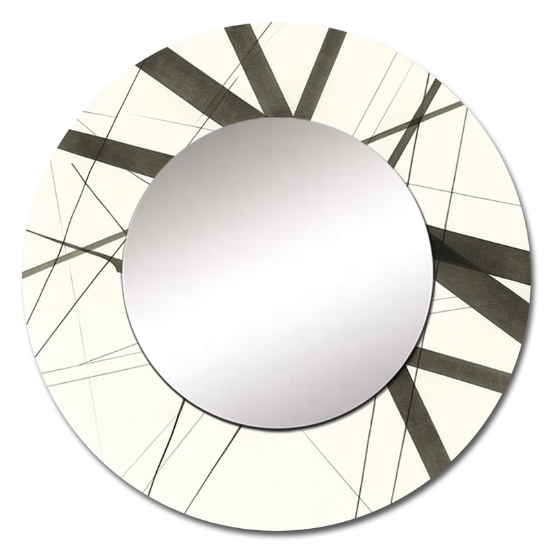 Miroir rond noir minimaliste noir et blanc, 29 po x 29 po