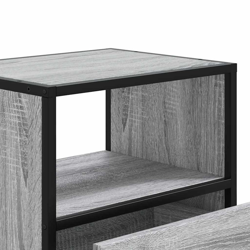 40cm W Metal Bedside Table, Grey Sonoma