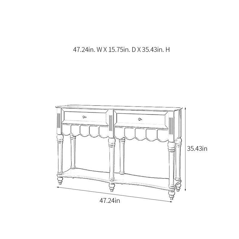 Modern Minimalist Multifunctional Console Table, 35.43" H x 47.24" W x 15.75" D, White