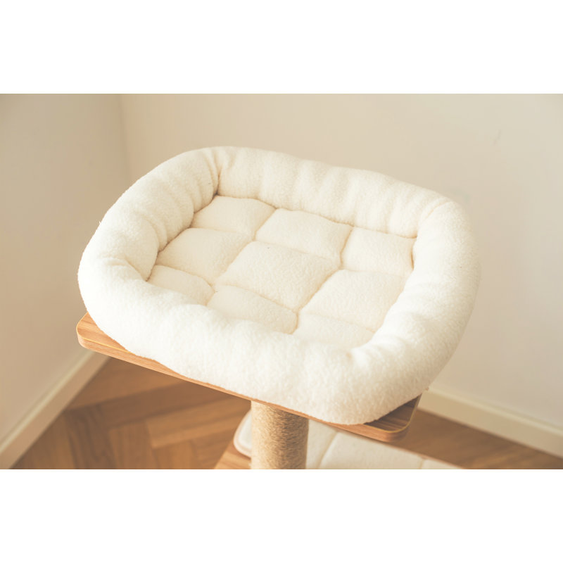 Natural Wood and White 30" Cat Tree with Sisal Post