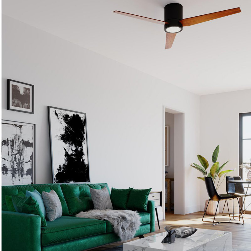 Goren 56'' Ceiling Fan with LED Lights, Architectural Bronze with Walnut Blades
