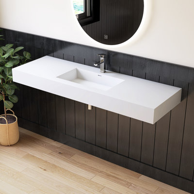 Lavabo vasque à fixation murale 60 "avec trou pour robinet 60"