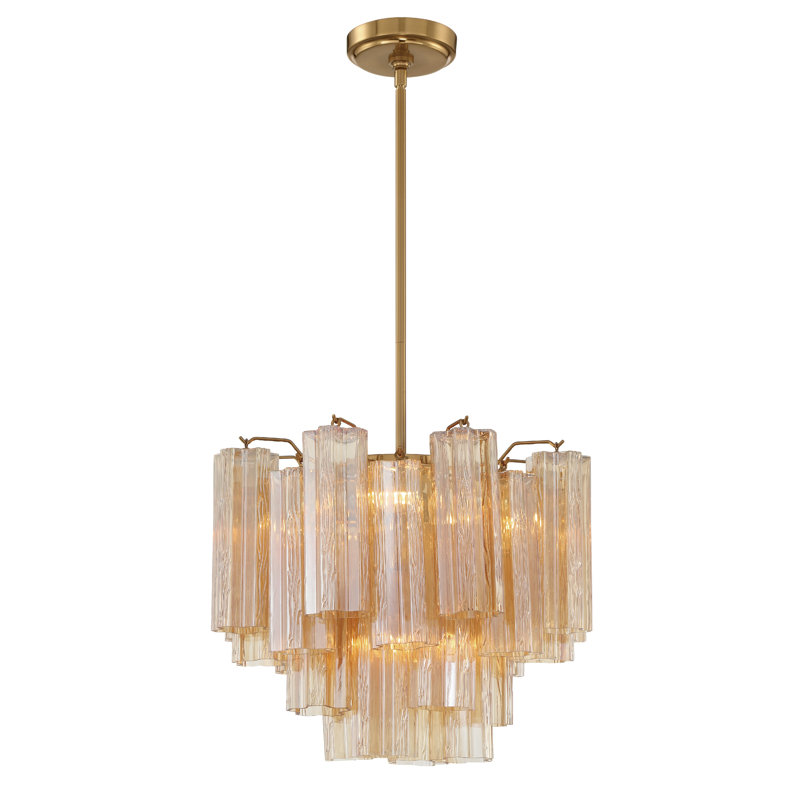 Lustre à niveaux Arras, Laiton vieilli, Jaune, H 13,75 po x l 17,75 po x P 17,75 po