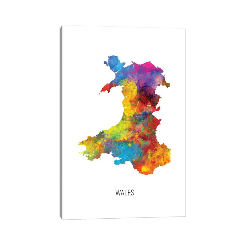 Wales Map by Michael Tompsett - Wrapped Canvas Print, 20.32 cm H x 30.48 cm W