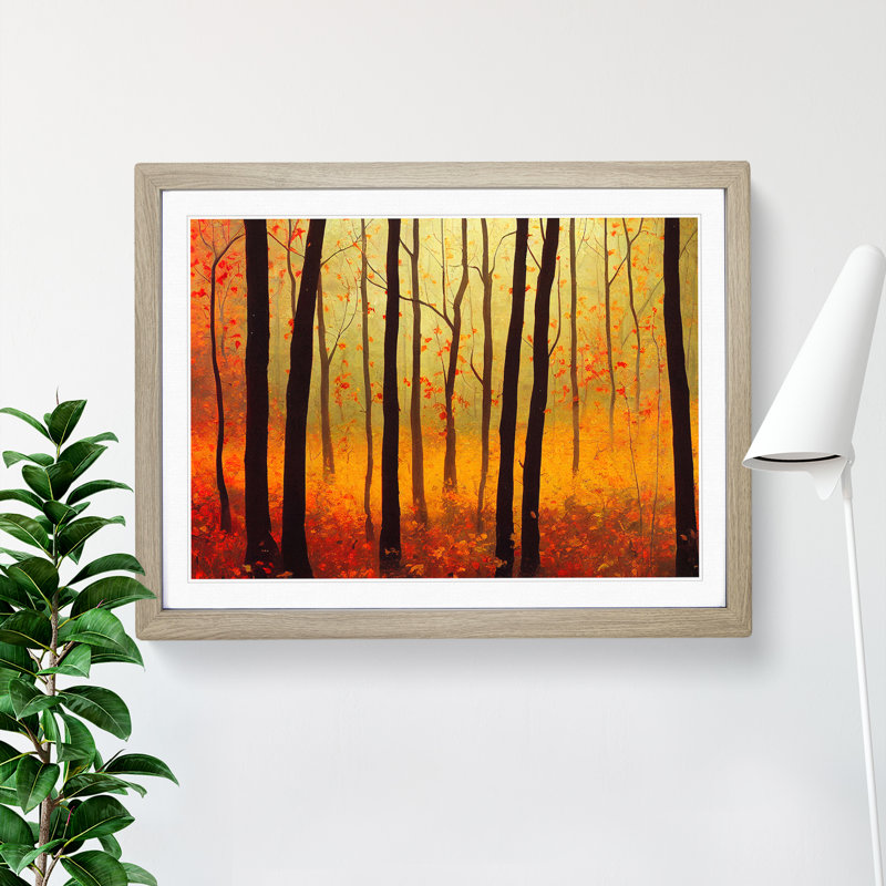 Cool Autumn Forest - Framed Print, 25cm H x 34cm W x 2cm D, Oak Framed