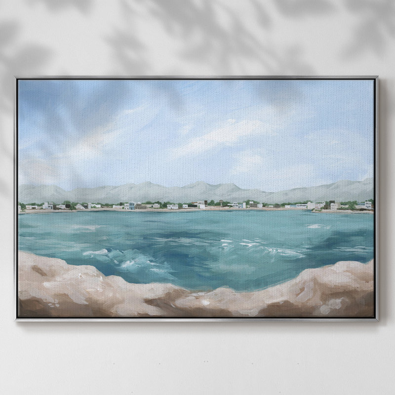 Turquoise Isle III, reproduction d'art sur toile, H 27 po x l 41 po x P 2 po, Argent