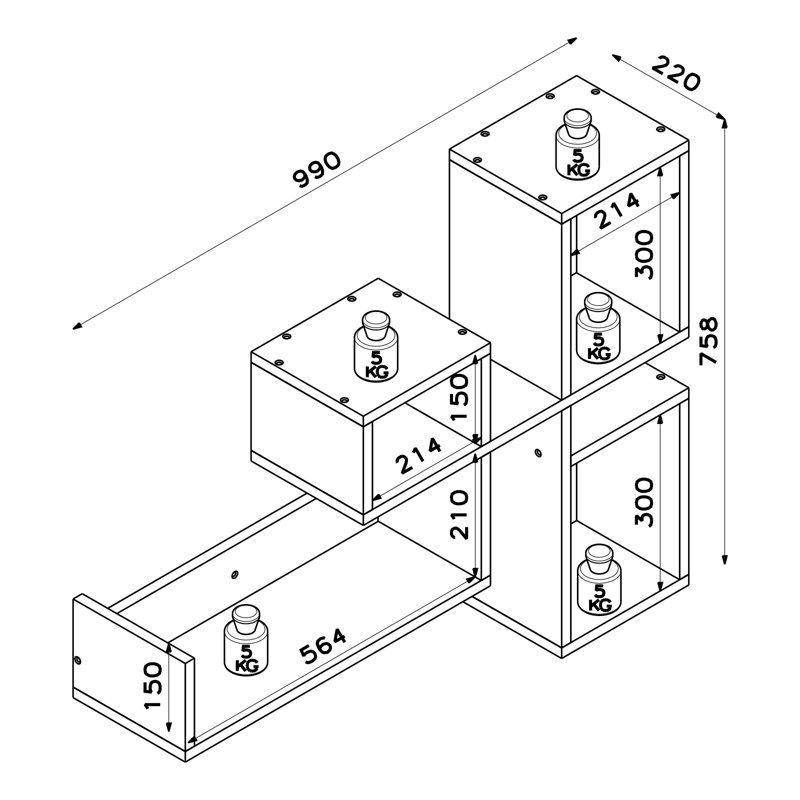 Dragoy 4 Piece Floating Shelf