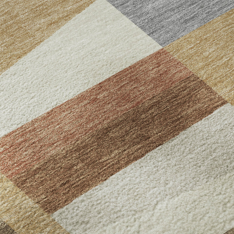 Tapis géométrique de qualité supérieure lavable à la machine Mayfield, Paprika, 1 pi 8 po x 2 pi 6 po