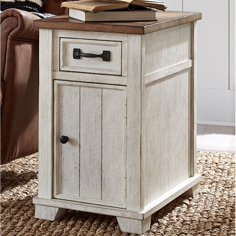 Solid Wood Top End Table with Storage