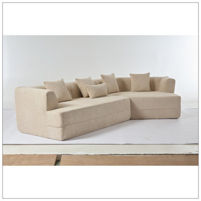 Repose-pieds de canapé modulaire à coussins modulaires, canapé modulaire de style minimaliste, tissu anti-froissement, siège modulaire spacieux à dossier bas et coin bas, combinaison de 2 pièces pour les ensembles d'appartements