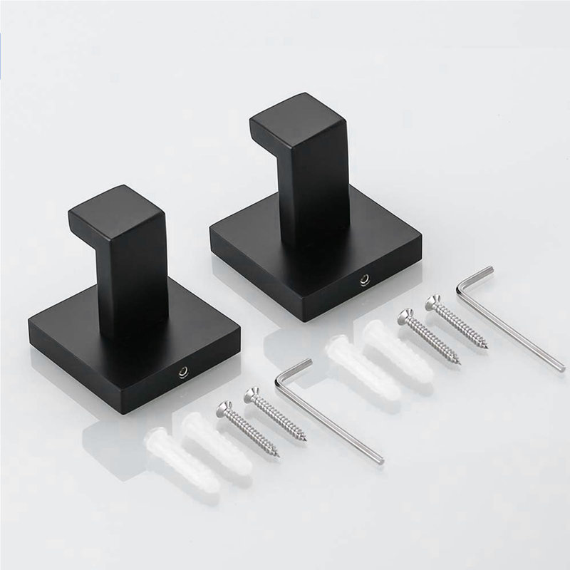 Stainless Steel Wall Mount Towel Hook (set Of 2), Matte Black