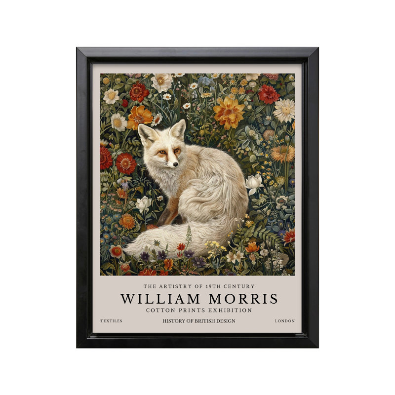 William Morris - Renard blanc, Black Framed, Canvas, 08"H x 10"W