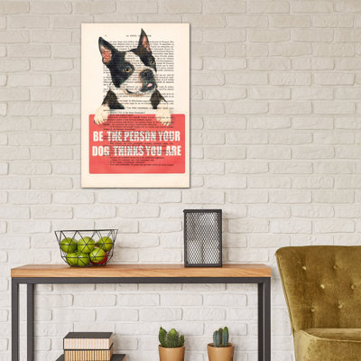 " Vintage Paper Series: Boston Terrier With Message " by Coco De Paris
