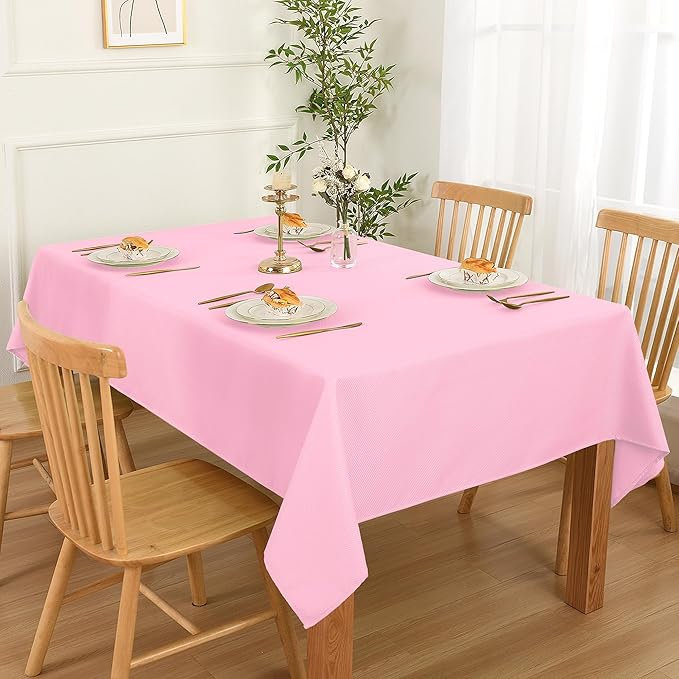 1 Piece Rectangle Textured Tablecloth Waterproof Antiwrinkle SpillProof Jacquard Table Cloth, Decorative Fabric Table Cover for Kitchen, Dining, Wedding, Parties, Outdoor Picnic
