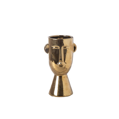 Ceramic Head Pot Gloss Finish Gold