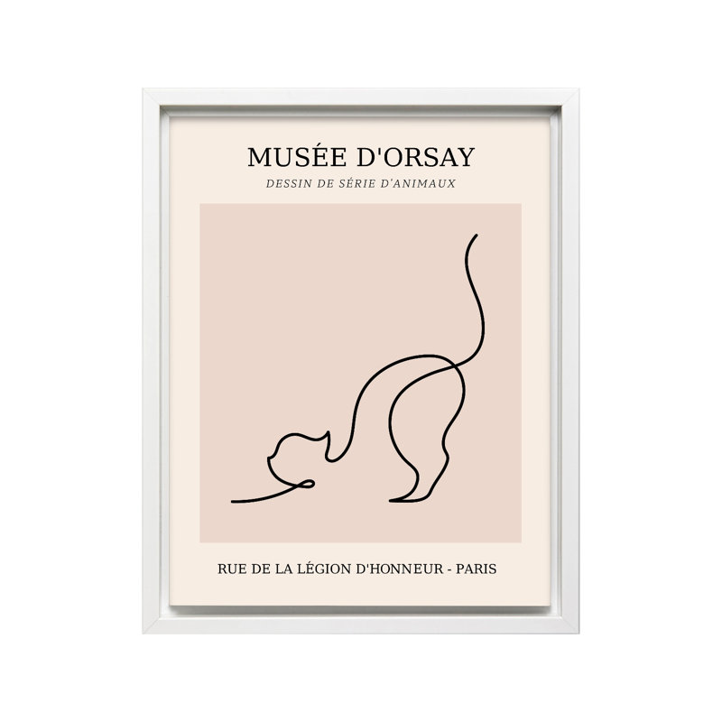 Picasso - dessin d'un chat, Canvas, White Framed, 08"H x 10"W