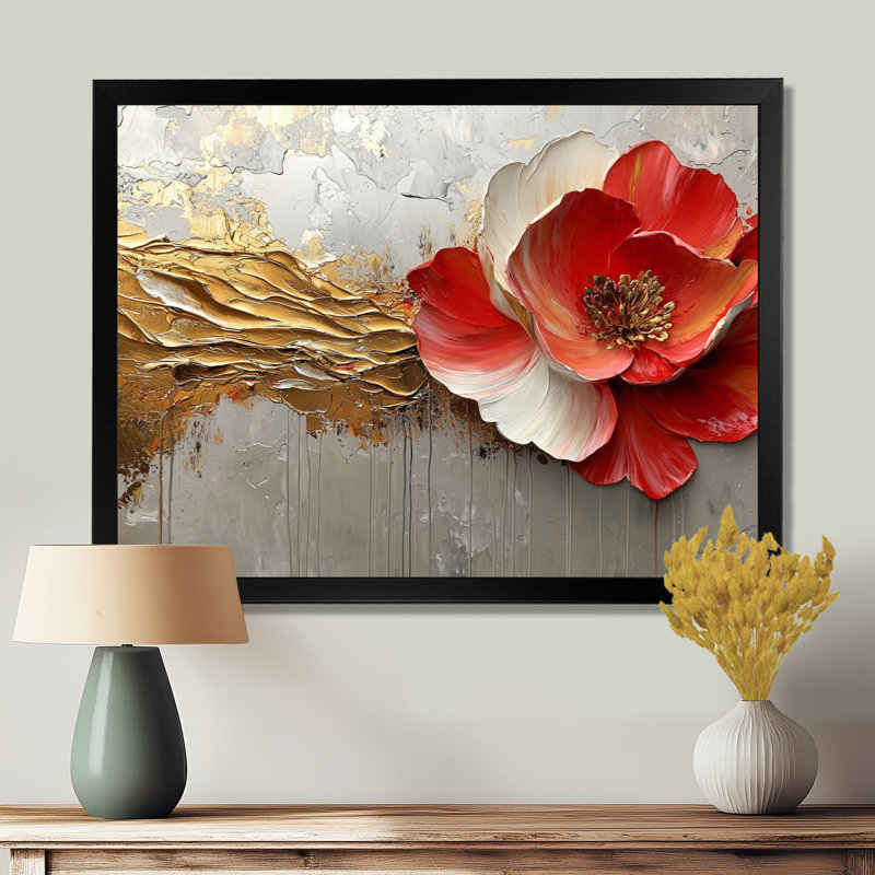 Muthiah - Floral Wall Art, H 34 po x l 44 po, Noir, Cadre flottant