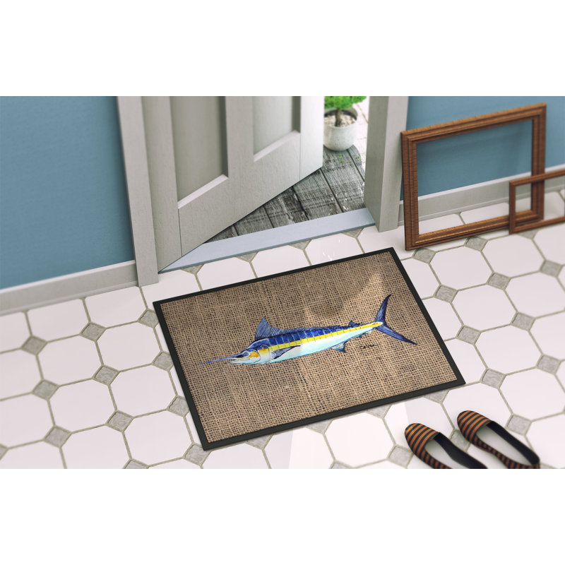 Paillasson d’intérieur antidérapant daleyza Fish, Rectangle 1 pi 6 po x 2 pi 3 po