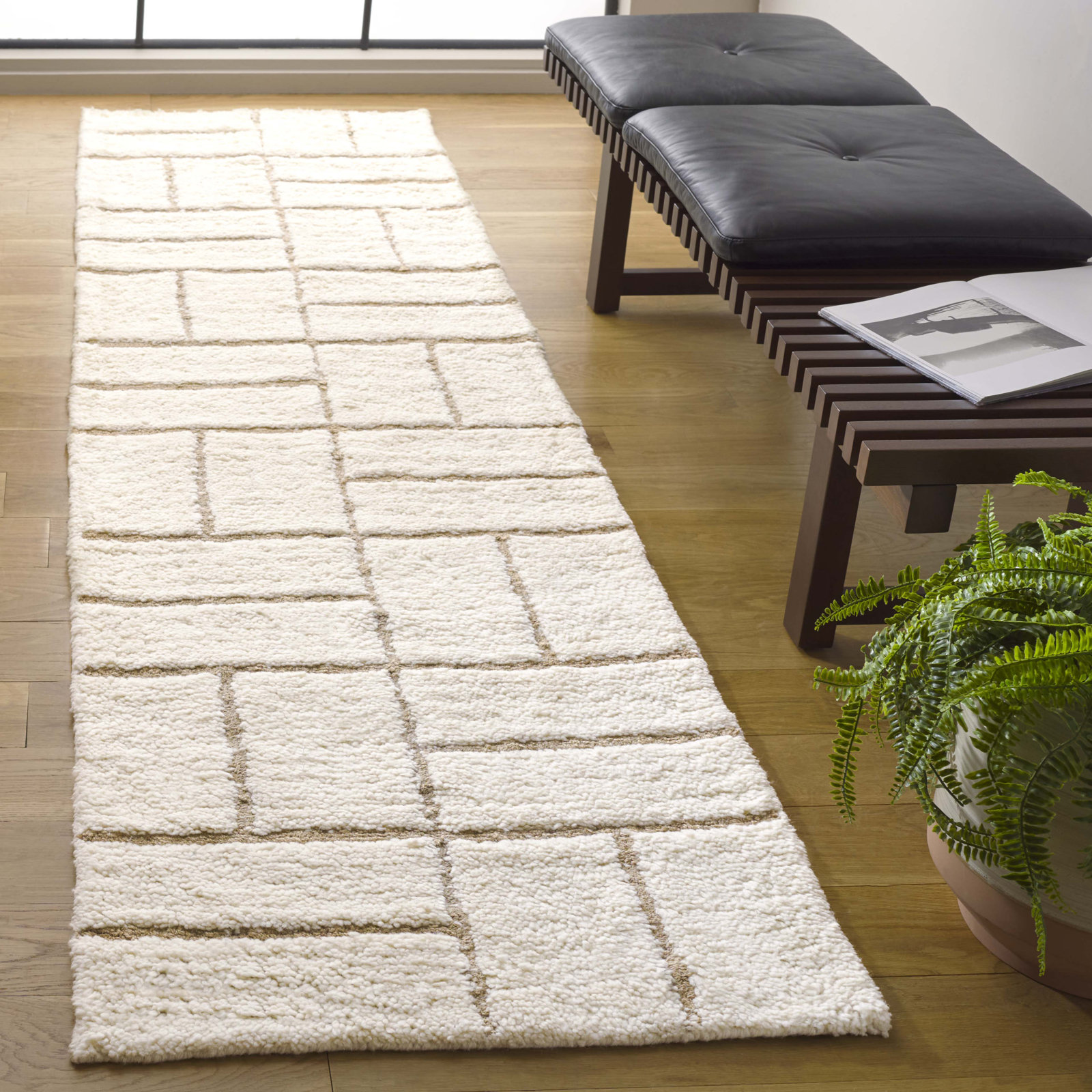 Volla Hand-Woven Striped Wool Rug, Runner 2'3" x 9'