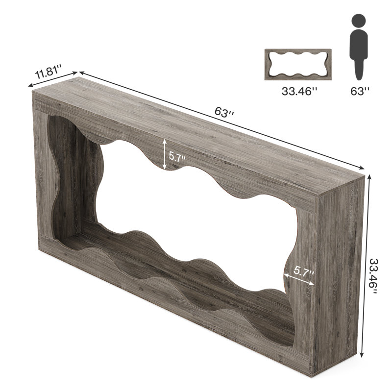 Console 63 pouces avec rangement, Gris