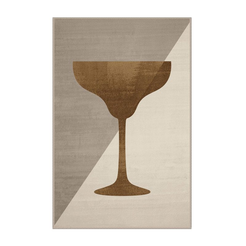 Machine Washable Wilkerson Margarita Glass Modern Rug in Beige – Beige Binding, 7x10