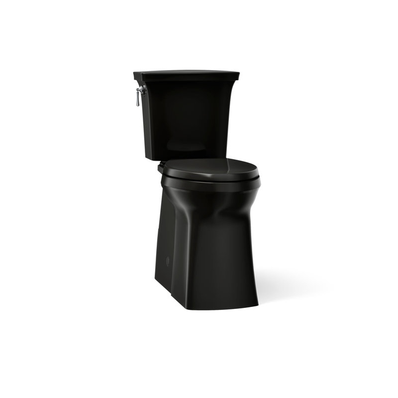 Corbelle Tall Two-Piece Elongated Toilet With Skirted Trapway 1.28 Gpf, Black, Left