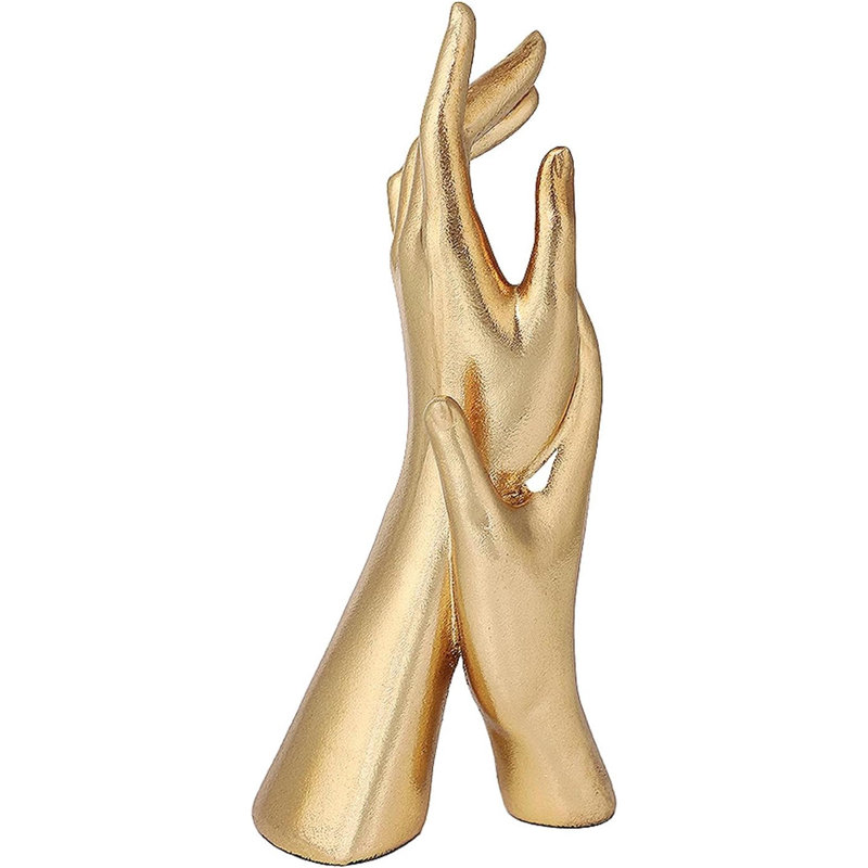 Golden Hands Sculpture Elegant Resin Home Decor Hands Statues Versatile Love Ornament, For Bedroom, Office Desktop, Cabinets,Wedding (Golden Hands)