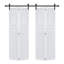 Double panneau à 2 panneaux 96 po x 48 po Doubel Porte de grange coulissante en bois de noyer blanc avec ensemble de quincaillerie-131128613-131128616